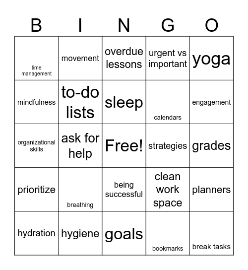 Strategies for learning Bingo Card
