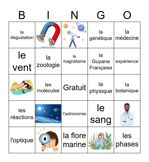 Les Sciences en folie Bingo Card