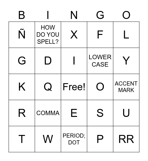 El Alfábeto Bingo Card