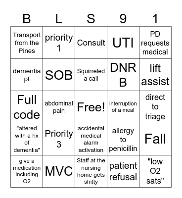 BLS 91 Bingo Card