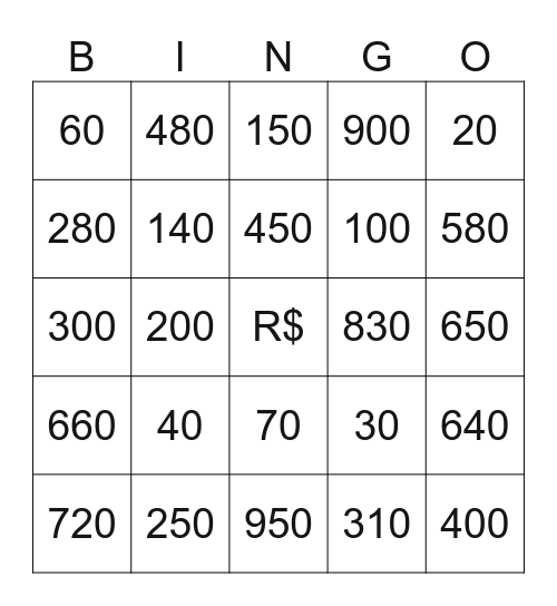 SISTEMA MONETÁRIO Bingo Card