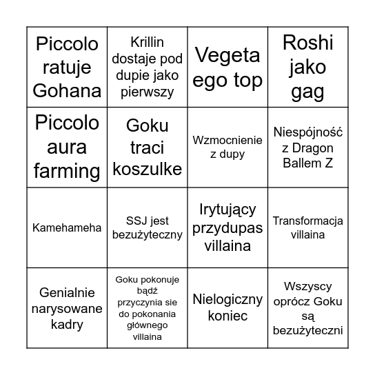 Filmy Kinowe DBZ Bingo Card