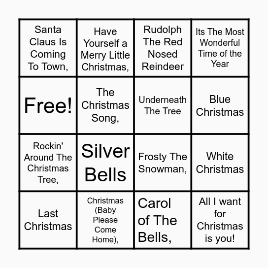 CHRISTMAS BINGO! Bingo Card