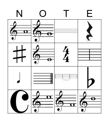 Treble Clef Bingo Card