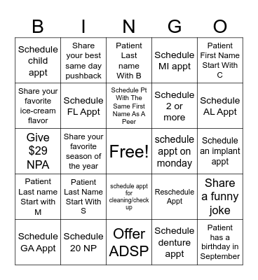Team Tigger Bingo Card