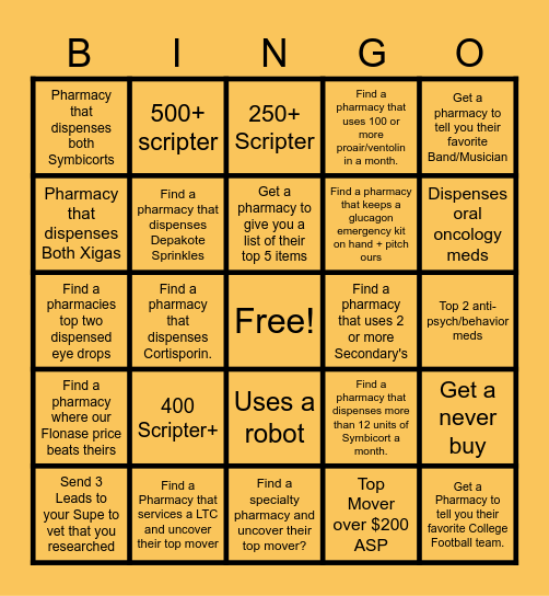 PARMED LEAD BINGO Card