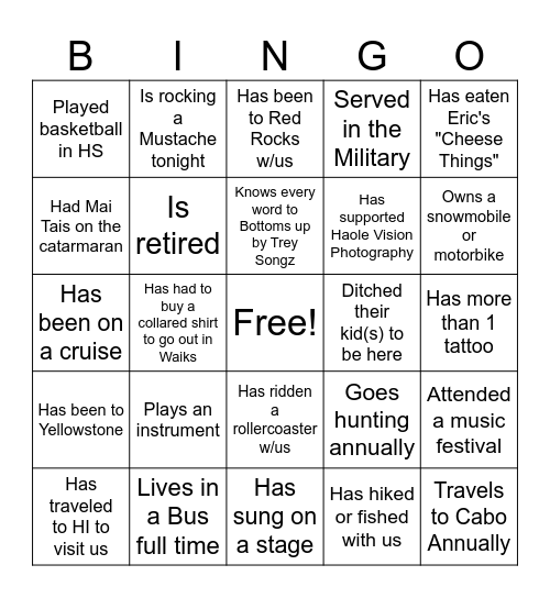Find the Guest Bingo! Bingo Card