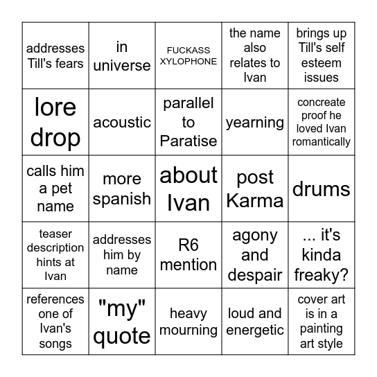 TILL Sub Part 2 Bingo Card