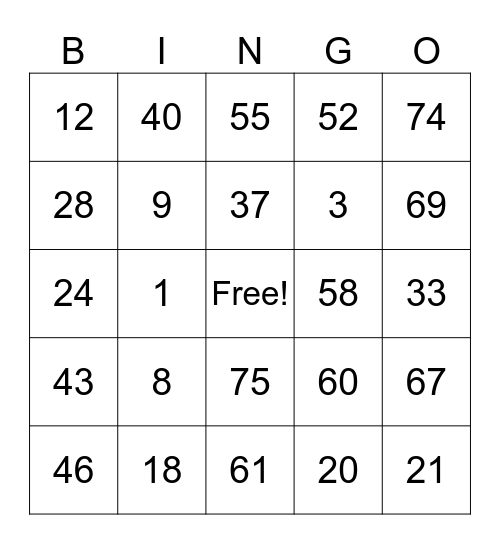 BINGO CUTIE Bingo Card
