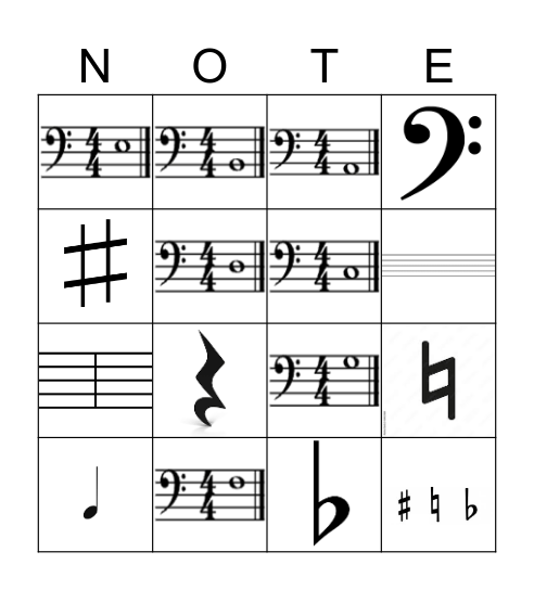 Bass Clef Bingo Card