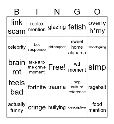 phub bingo Card