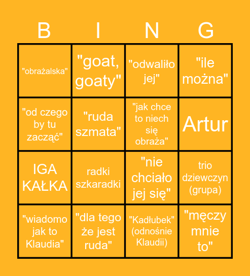 KLAUDIA LIZBONA Bingo Card