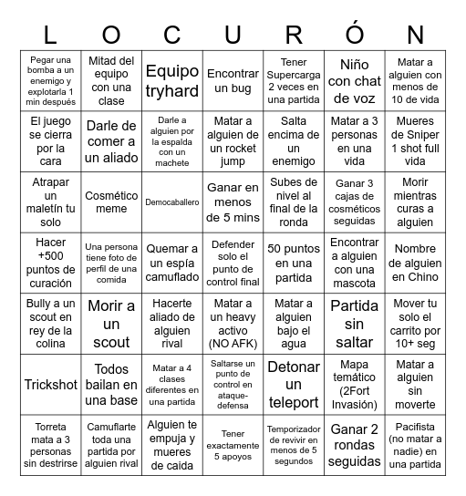 ULTRA TF2 BINGO Card