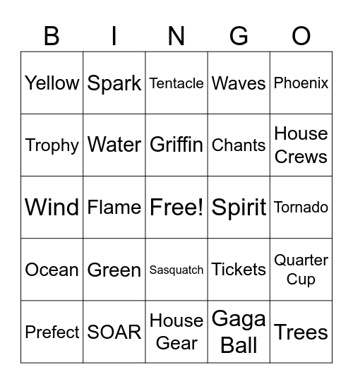 House Bingo Card
