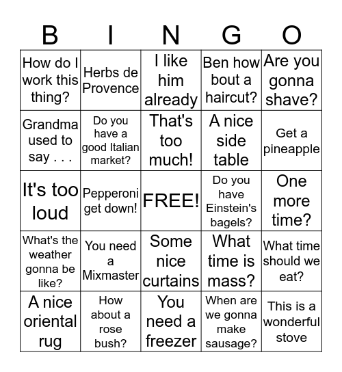 Mimi Bingo! Bingo Card