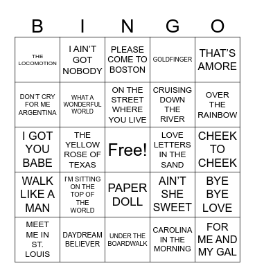 SINGO Bingo Card