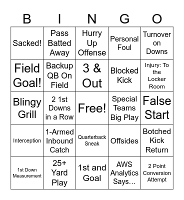 Football Bingo Card