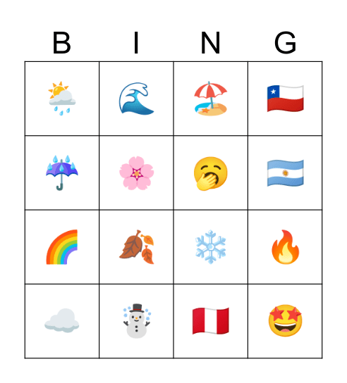 Theme B Bingo Card