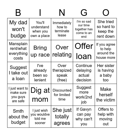 Danny Bingo Card