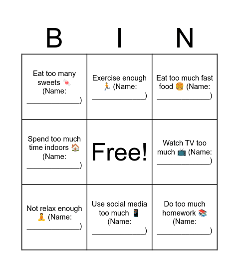 Untitled Bingo Card