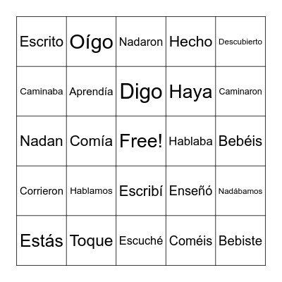 SPANISH CLUB BINGO Card