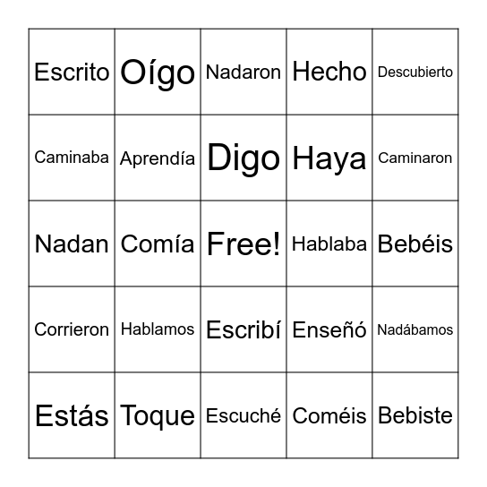 SPANISH CLUB BINGO Card