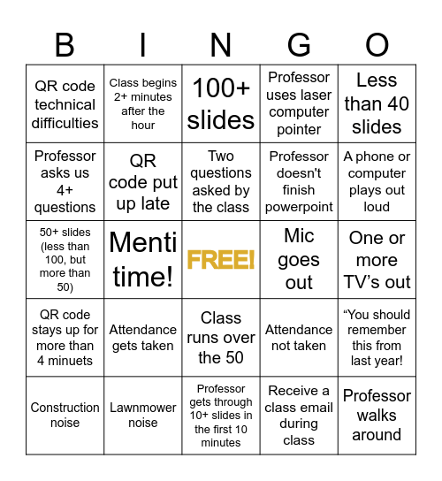 The Gauntlet. Bingo Card