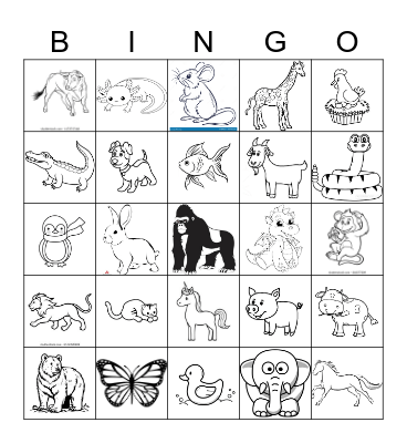 Animales Bingo Card