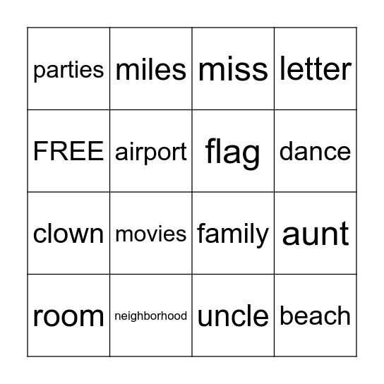 From Cuba to the United States Bingo Card