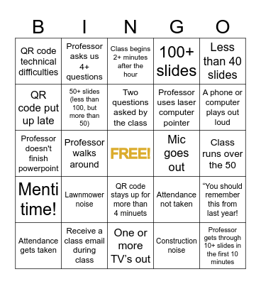 The Gauntlet. Bingo Card