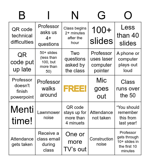 The Gauntlet. Bingo Card