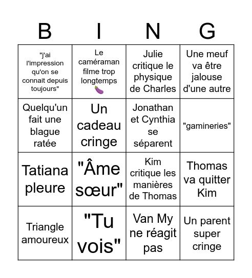 Love blind 2 Bingo Card