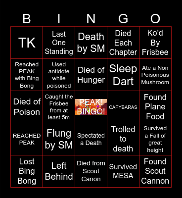 PEAK Bingo Card