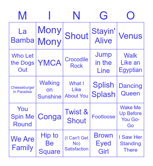 Ashley's Favorites Bingo Card