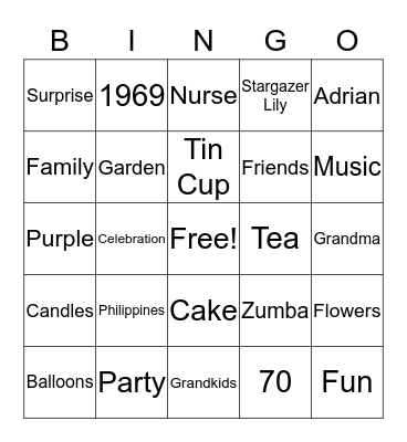 Happy Birthday, Evelyn Bingo Card