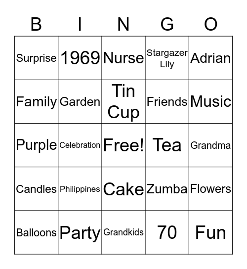 Happy Birthday, Evelyn Bingo Card