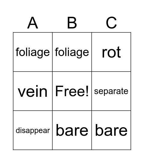 Why Do Leaves Change Color - Vocab Bingo Card