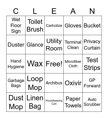 Environmental Services Week Bingo Card