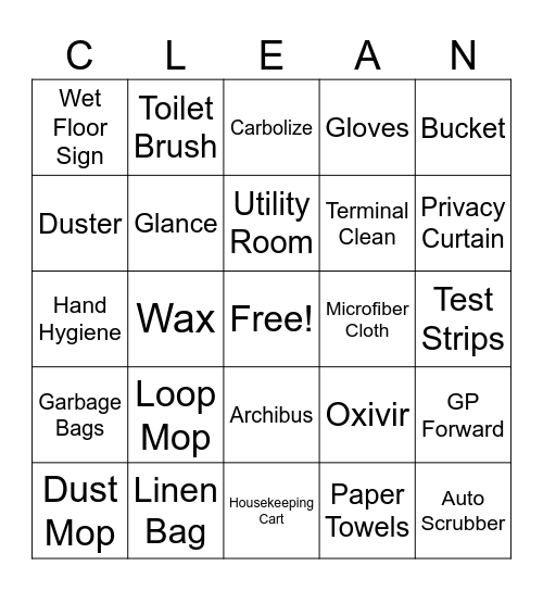 Environmental Services Week Bingo Card