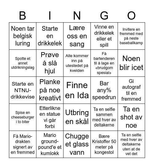 Oppgavebingo Card