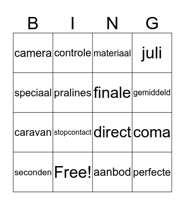 Woordpakket 9 Bingo Card