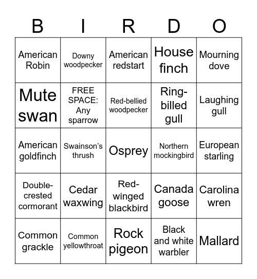 BIRDO Bingo Card