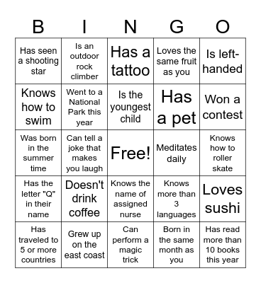 Find someone who... Bingo Card