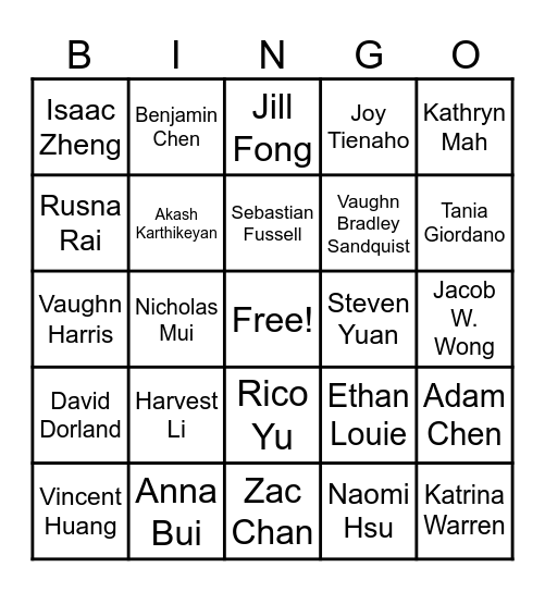 Alpha Alumni At UBC Bingo Card