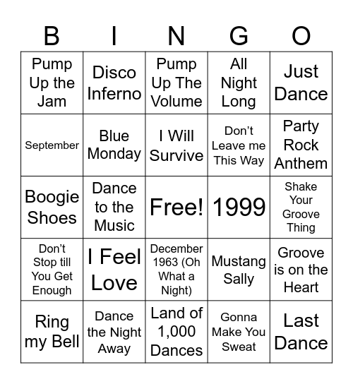 Dance2025 Bingo Card