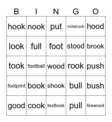 oo, u /oo/ Bingo Card