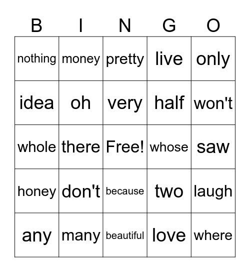 L. 70 Bingo Card