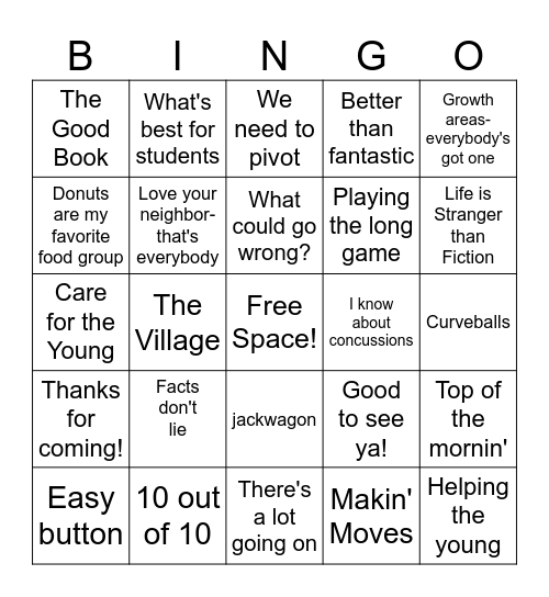 Tom Phrases Bingo Card