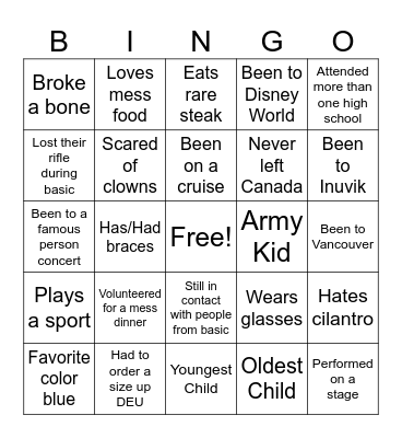 Human Bingo Icebreaker Bingo Card