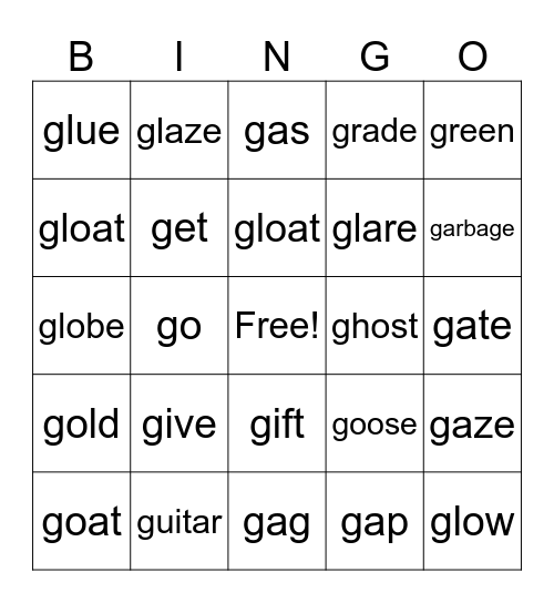 Gg Bingo Card